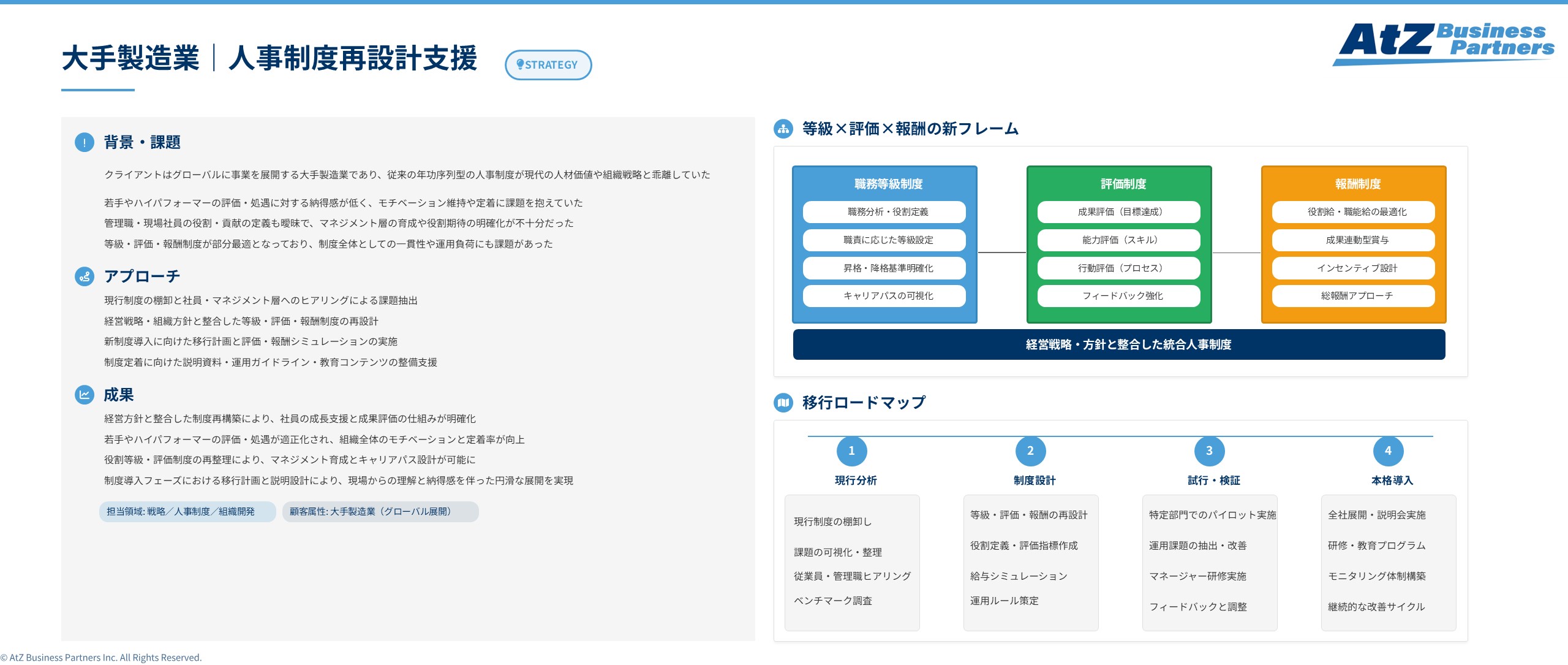 大手製造業における人事制度再設計支援イメージ